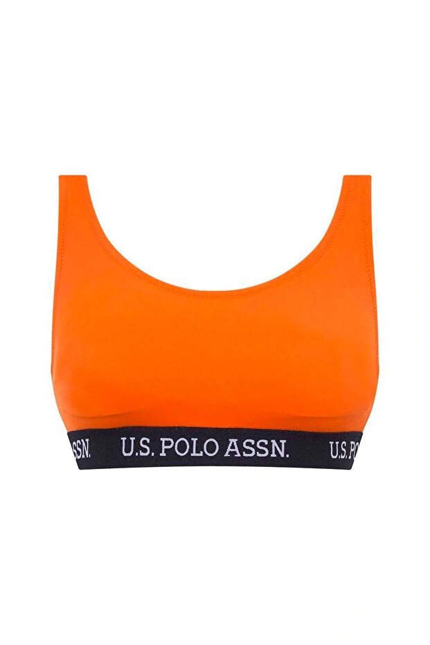 Women's Orange U-Neck Bralette Bikini Top