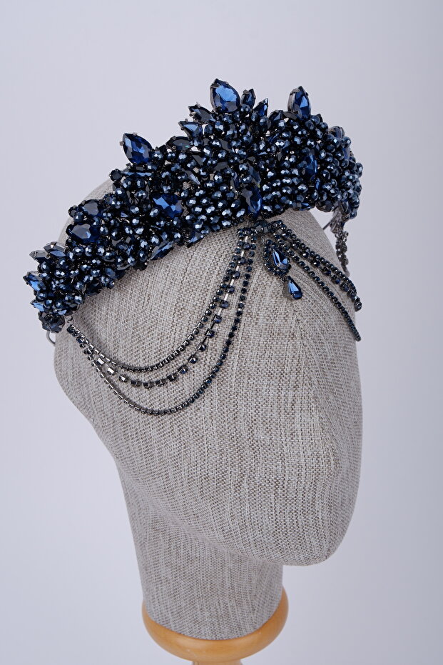 Crystal Frontlet Chain Crown Bridal Wedding Henna and Party Hair Accessory