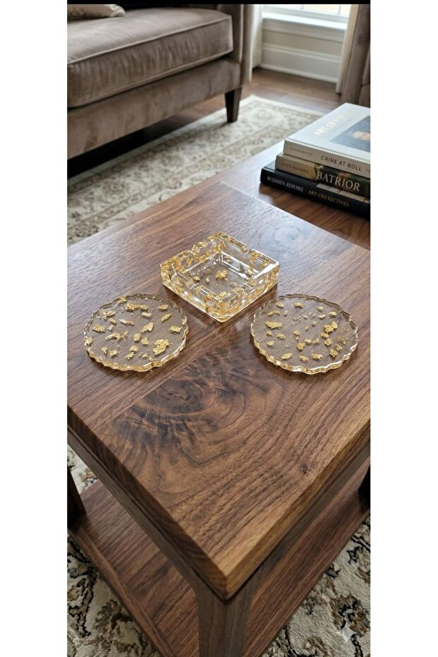 Epoxy Ashtray and 2-Cup Coaster Set