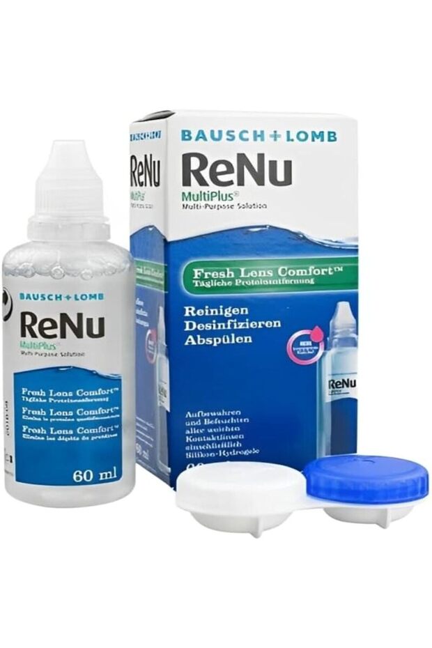 ReNu MultiPlus Multi-Purpose Solution 60ml, Contact Lens Cleaner with Lens Case