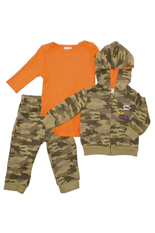 -Hoodie Bodysuit Set - Multicolor, 03M to 24M