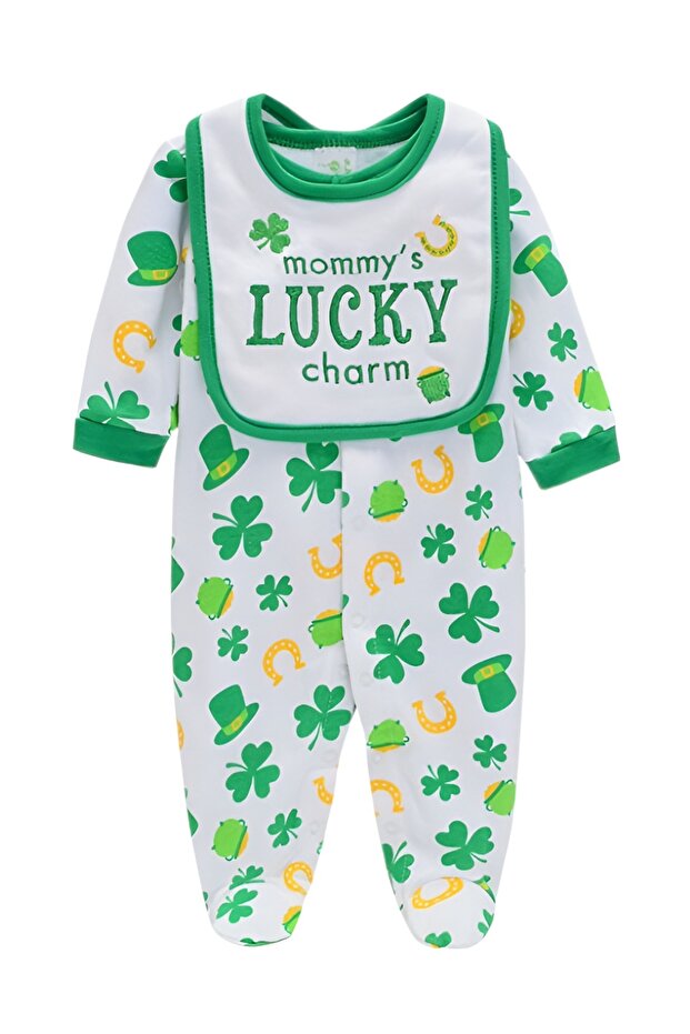 -Mama's Little Love Printed Long Sleeve Bodysuit- Red & Green