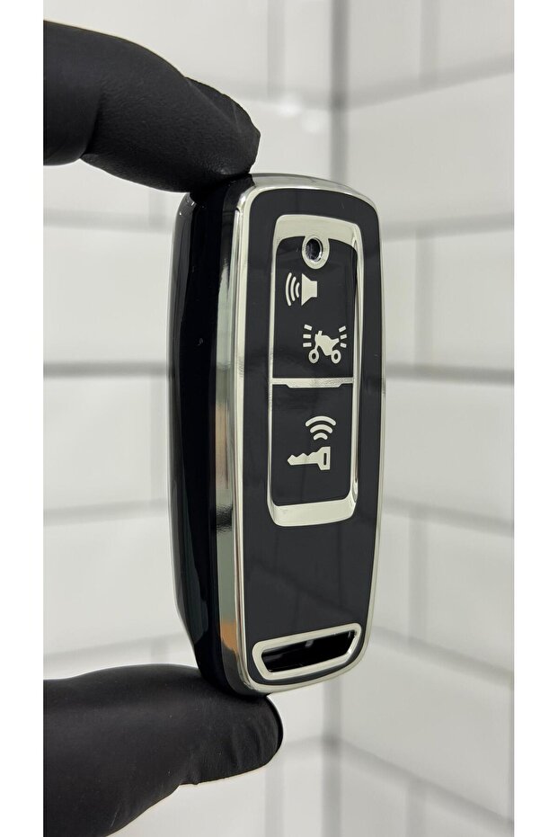Honda Pcx & Forza & Xadv Compatible Nano Key Protection Case Black Silver (2021-2022-2023-2024)