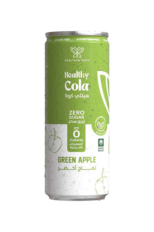 Healthy Green Apple Zero Sugar Carbonated Diet Soda Pop Can (250ml)