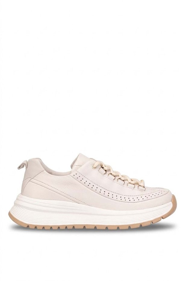 D26Ya-3905 Women's Genuine Leather Casual Shoes Cream