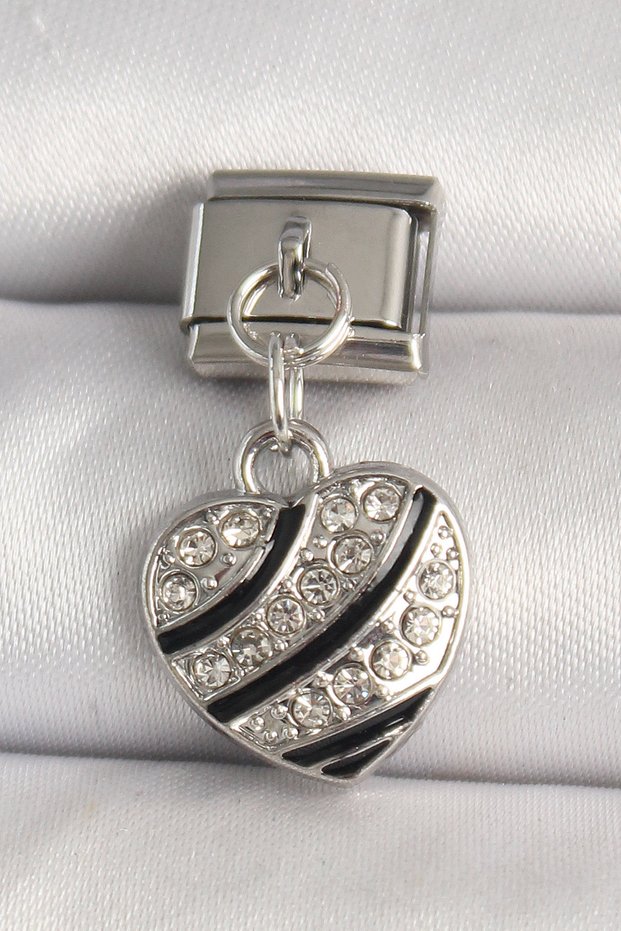 Stylish 316L Steel Silver Color Zircon Stone Heart Model Nomination Charmteachers Mothers Valentine's Day