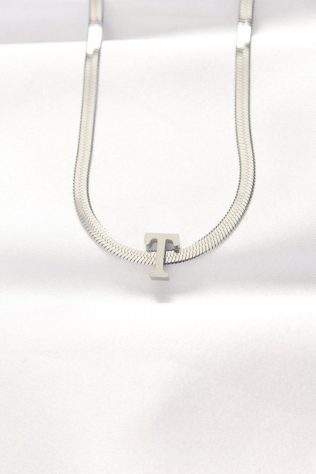 Stylish 316L Steel Letter t Silver Color Italian Chain Necklace Teachers Mothers Valentine's Day Gift