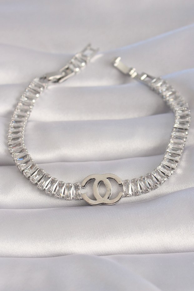 Stylish Brass Silver Color Zircon Stone Waterway Model Vip Series Women's Bracelet Teachers Mothers Lovers