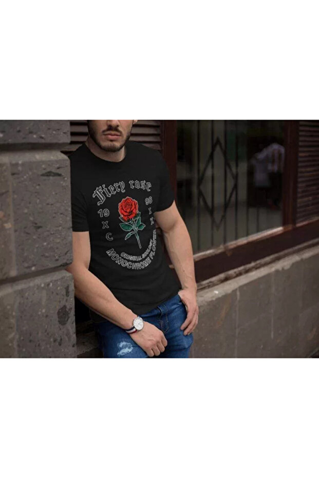 Illustration Printed Unisex Black Retro Loose Fit T-Shirt