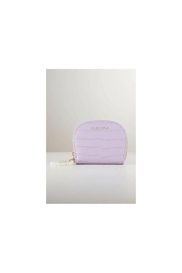 Pearl Detailed Leather Women's Wallet/Card Holder
