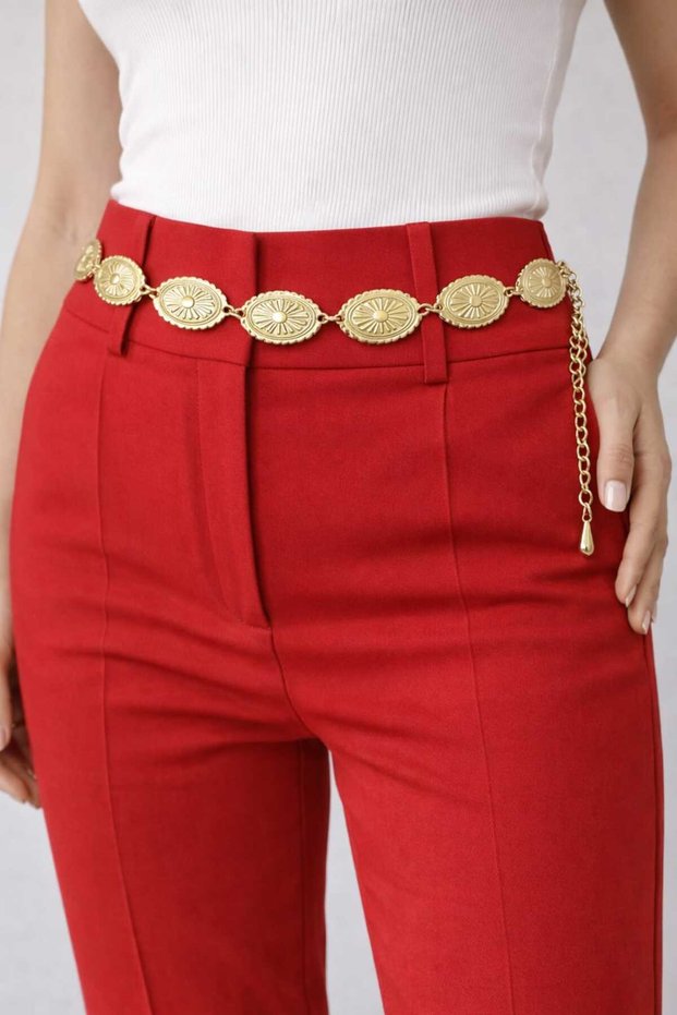 Women's Waist Cord with Gold Chain Detail, Adjustable Belt