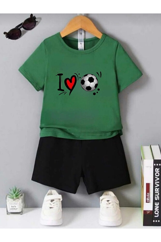 طقم أطفال مطبوع عليه LOVE GOAL