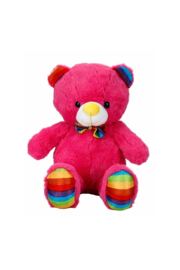Toy Plush Bear with Rainbow Colored Ribbon 30 cm