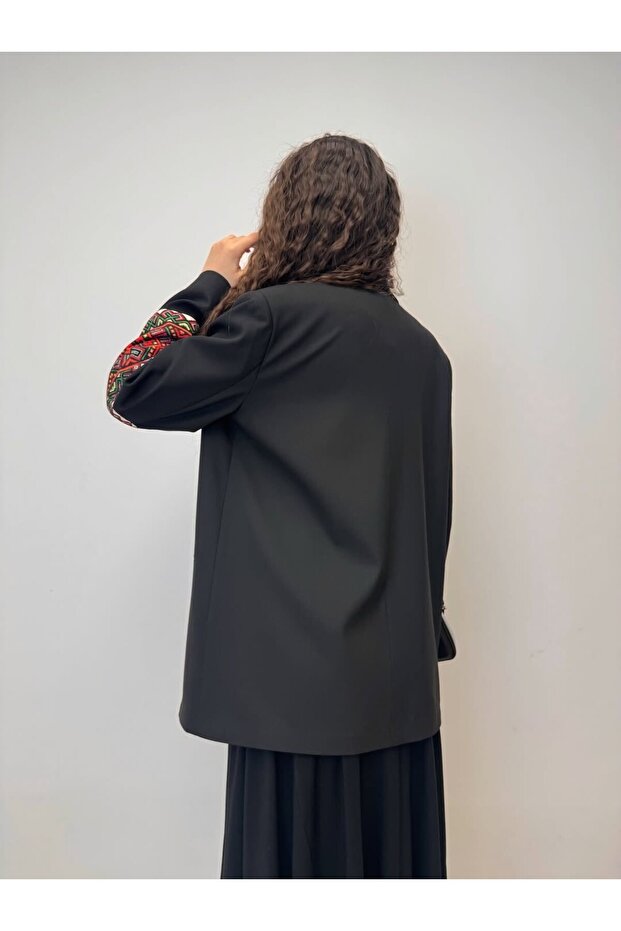 Patterned Oversize Blazer Jacket - 5
