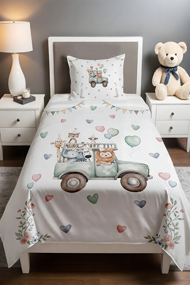 Safari Party Patterned Single Baby Kids Pique Set
