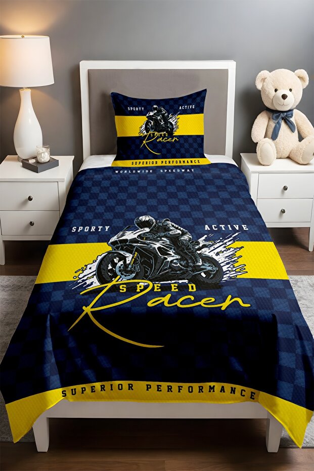 Racer Spirit Patterned Single Baby Kids Pique Set