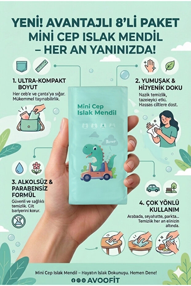 MİNİ CEP ISLAK MENDİL 8'Lİ ADET