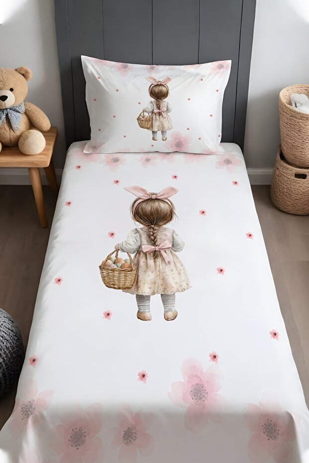 Cheerful Spring Harvest Patterned Bedspread and Pillowcase