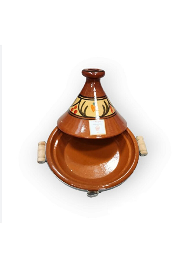 طاجن فخار للمائدة بيد حديد 35سم