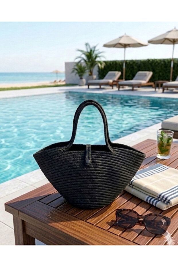 Midi Length Days of Vacation Straw Beach Bag