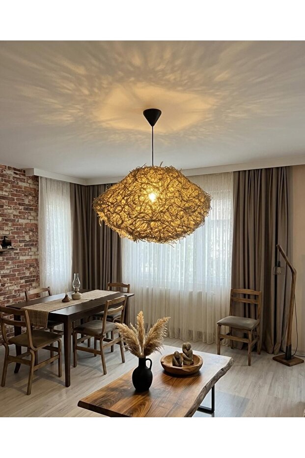 Bohem Sarkıt hasır model Jute Örme avize - 2