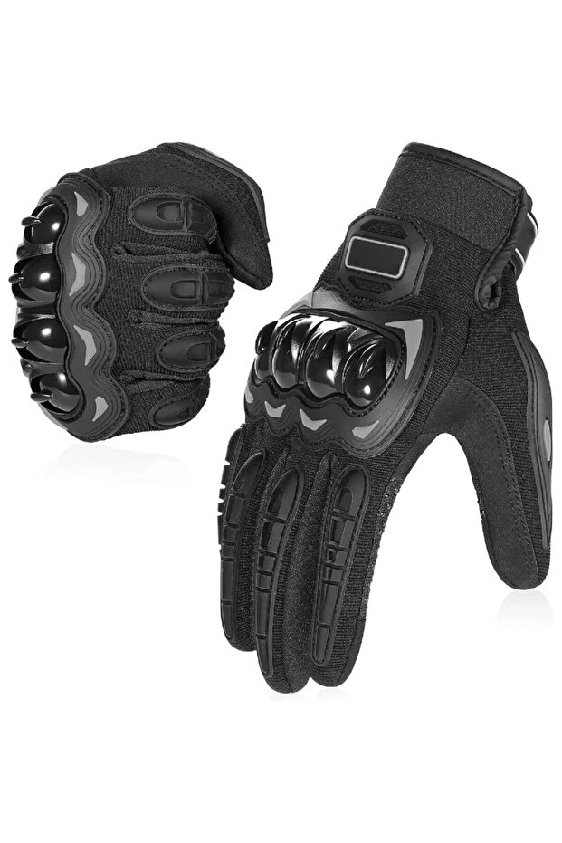 Unisex Black Professional Full Protection Touchscreen Cycling Motorcycle Gloves