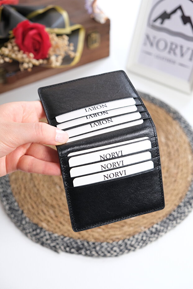 Genuine Leather Double Coin Compartment Magnetic Card Holder Wallet 1337