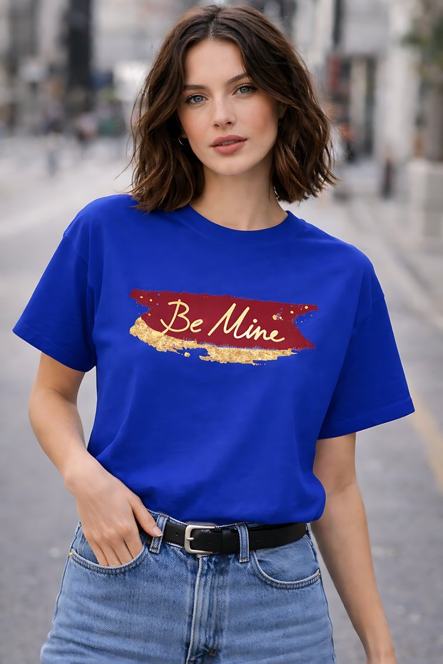 Be Mine Text Printed Unisex Oversize T-Shirt – Cotton Crew Neck Casual Streetwear T-Shirt