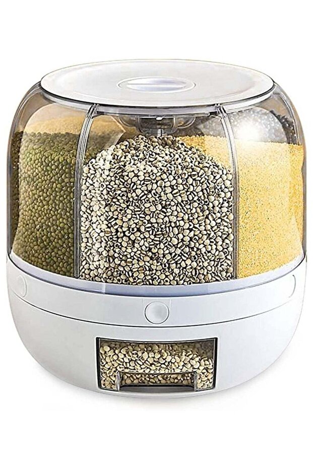 360 Degree Rotating Rice Dispenser Sealed Dry Cereal Grain Bucket Dispenser Moisture-proof Kitchen F