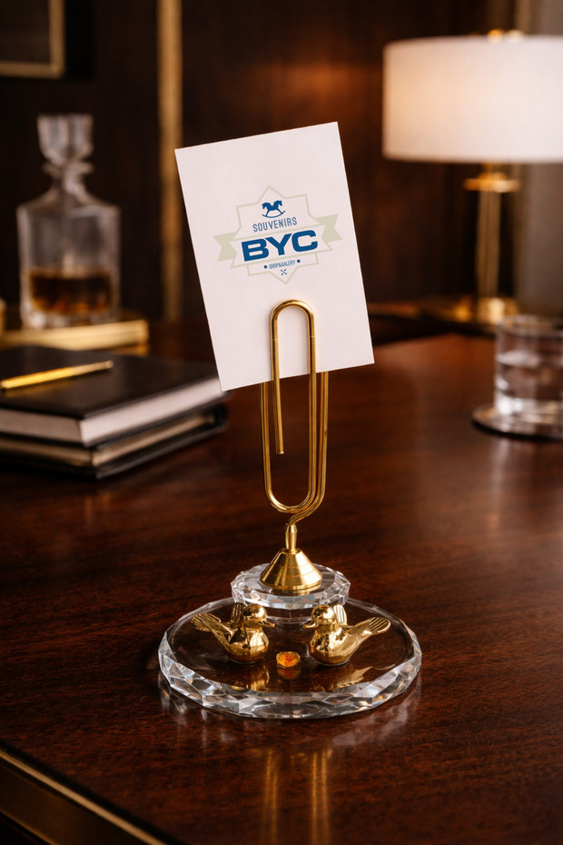 Bird Figured Crystal Gold Note / Photo Holder