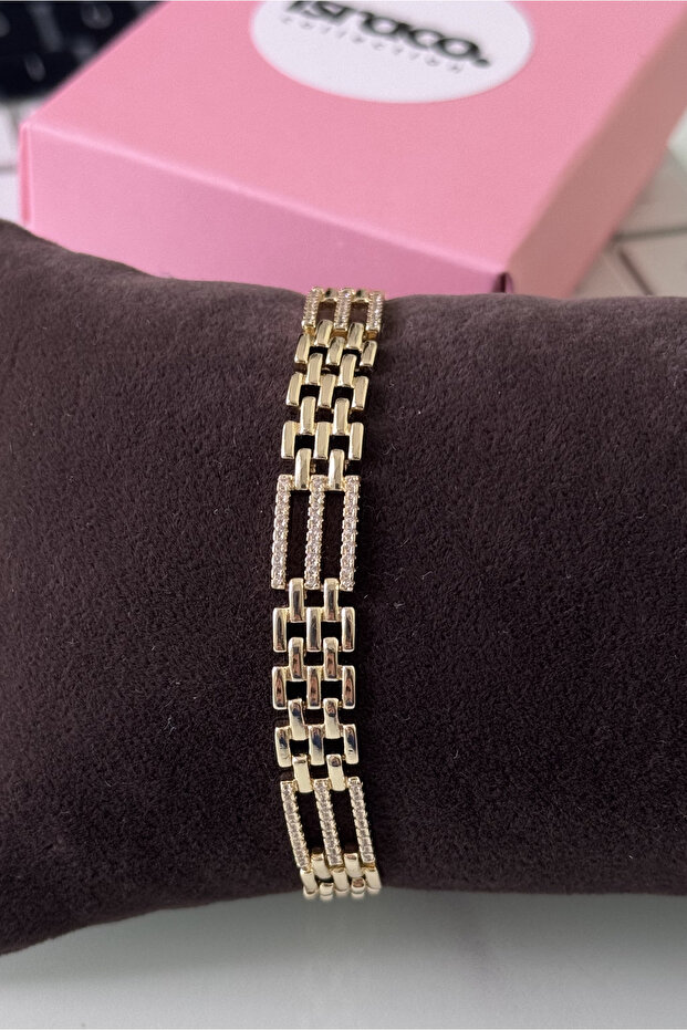 Viral Zircon Stone Multi-Chain Steel Bracelet -