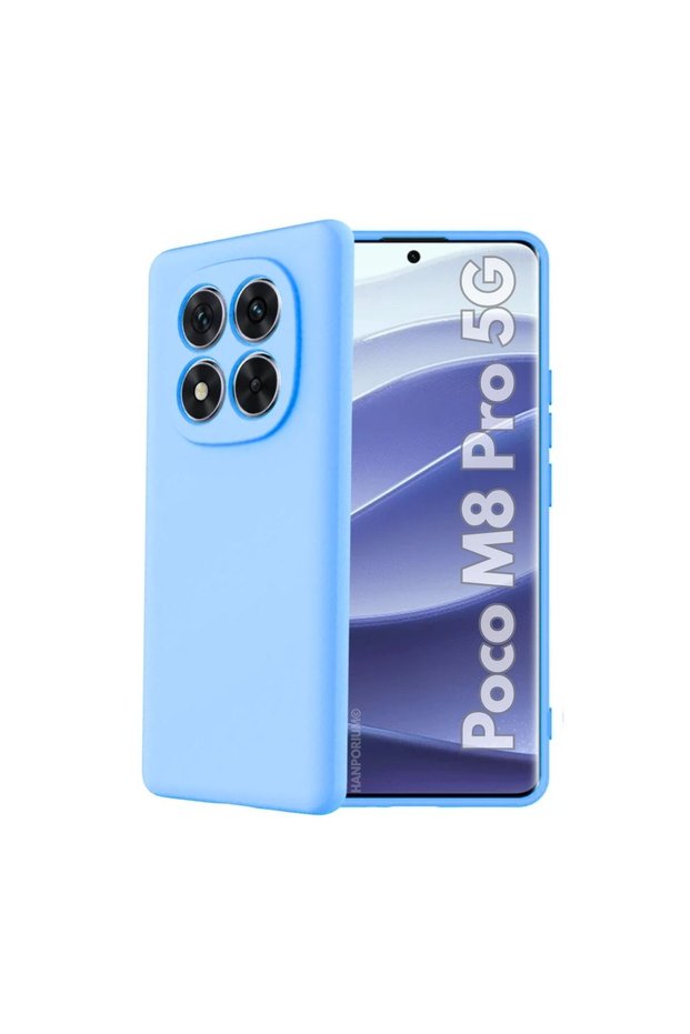 Poco M8 Pro 5g Compatible Silicone Case - Pastel Color Tone Flexible Cover with Camera Protection - Blue
