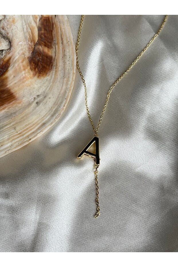Stainless Steel Gold a Letter Low-Cut Necklace