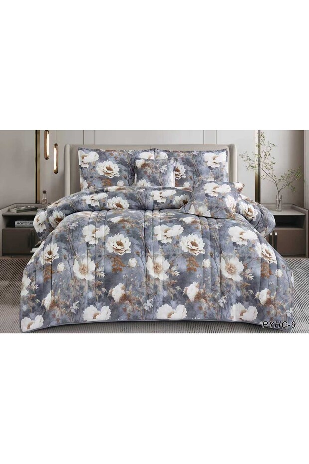 Summer Tree Patterned Microfiber Bedspread and Bed Sheet Set 220*240cm - 1