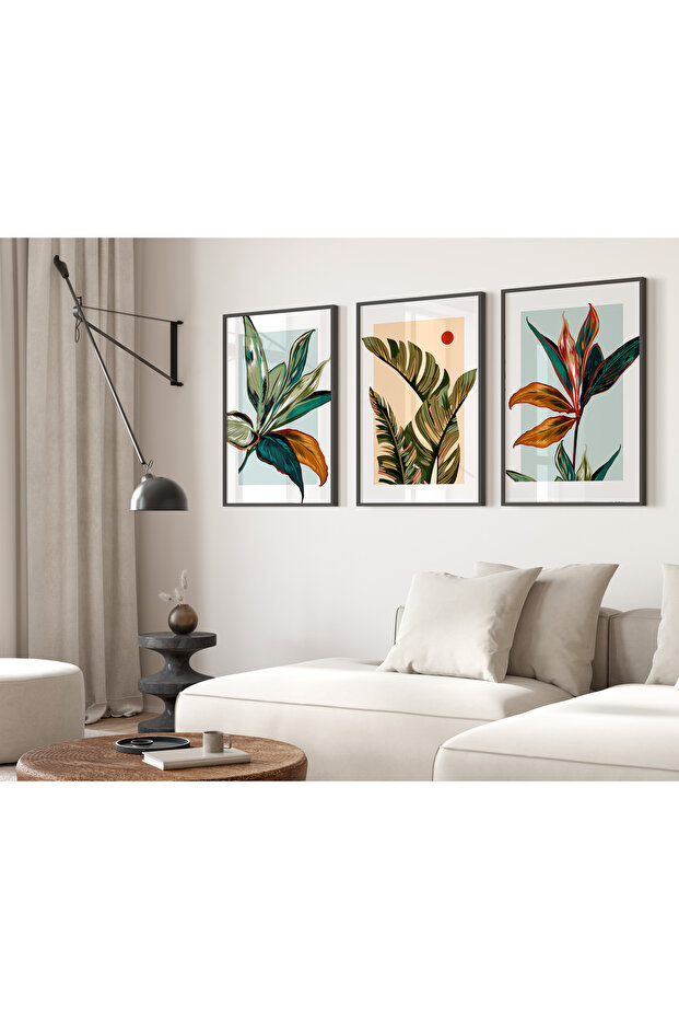 مجموعة إطارات ملصقات جدارية من 3 قطع (60×80 سم) لديكور المنزل مع إطار خارجي بسمك 2 سم