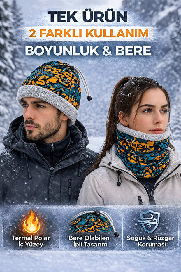 Polar Neck Warmer Beanie Convertible Drawstring Winter Thermal Buff Unisex Motor Ski Neck Warmer
