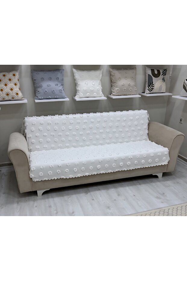 Original Chenille Hayal Bearded Bohemian 1 Piece 180*220 cm Sofa Cover Cream