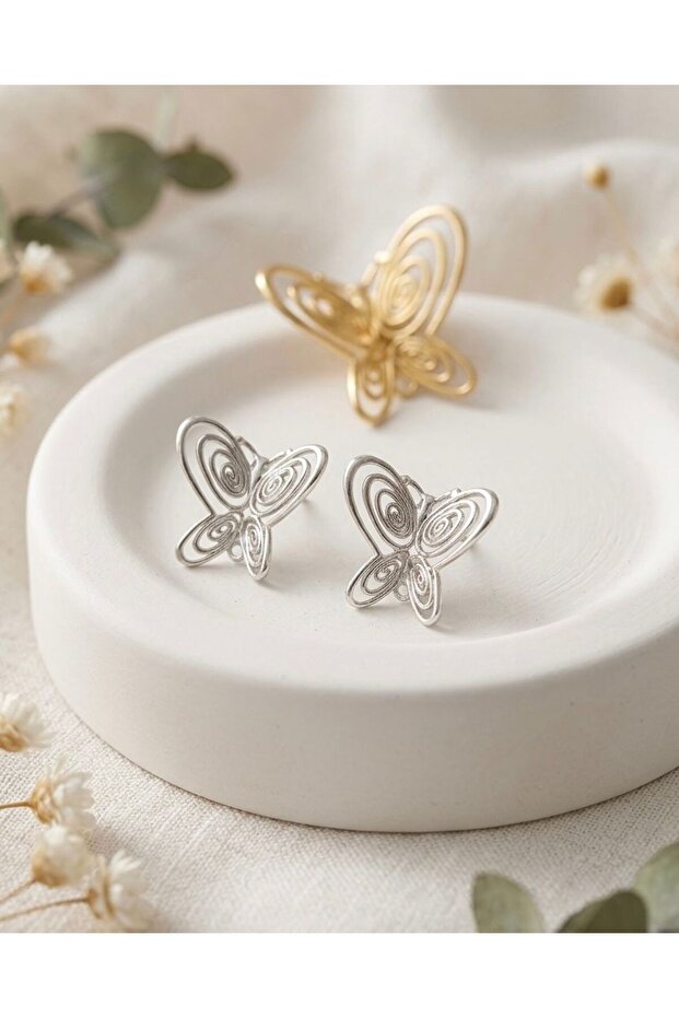 Iconic Design Silver Color Spiral Butterfly Earrings Innocence Earring