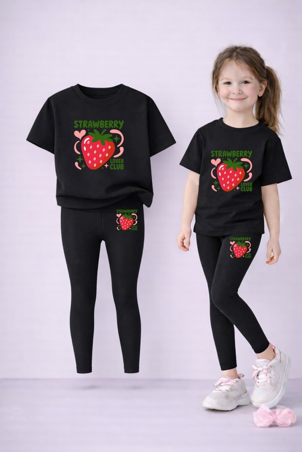 Girl's T-Shirt Leggings Set 100% Cotton Flexible Comfortable Casual Sports Mommy and Daughter Combination
