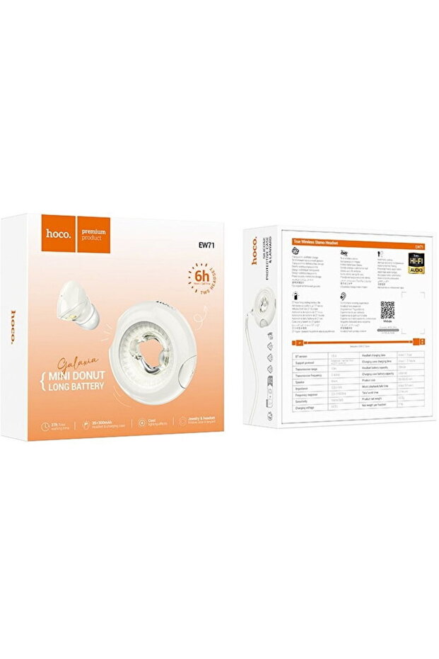 Handsfree Bluetooth HOCO EW71 Mini Donut, TWS, Alb - 4