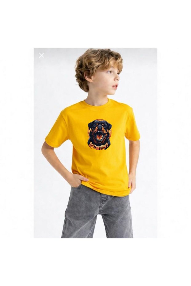 Rottweilers Printed 100% Cotton Regular Crew Neck Kids Unisex T-Shirt 5 6 -7 8-9 10 -11 12 Years Old