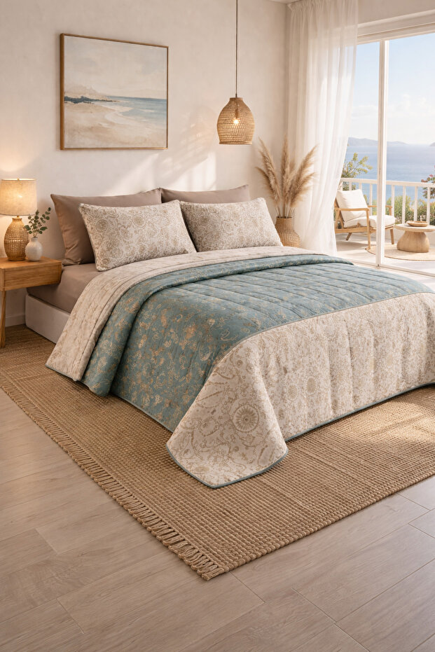 طقم نوم صيفي - طقم غطاء سرير (مزدوج) - 220 سم × 240 سم
