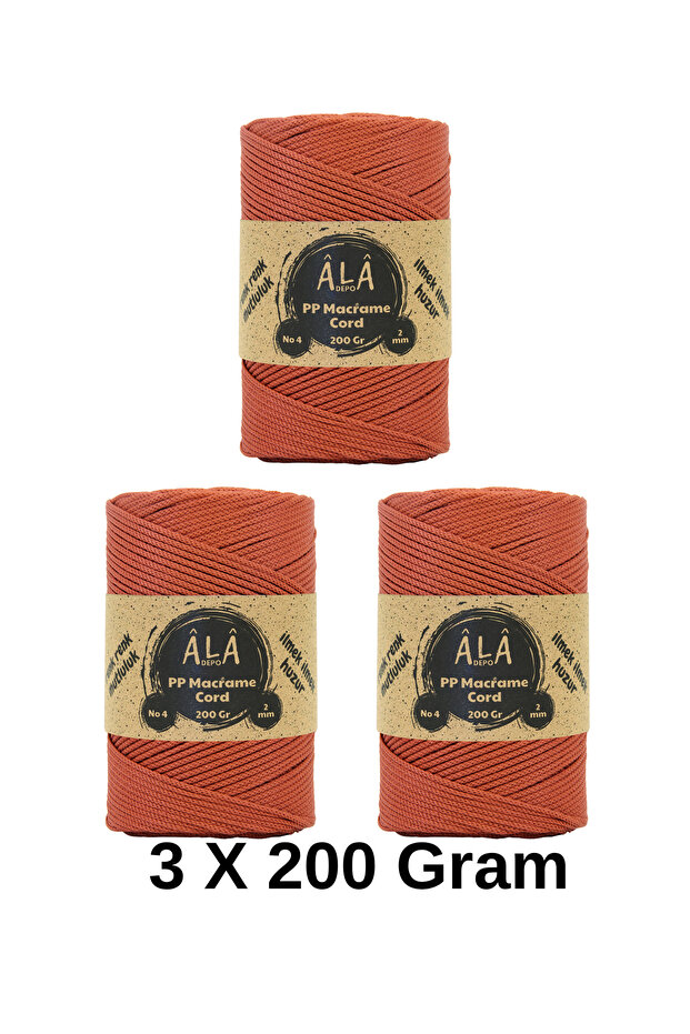 2 mm - 200 Gr Polyester (Pp) Macrame Cord 230 Mt Polyester Macrame Cord Supla Bag Thread (3 Pcs)