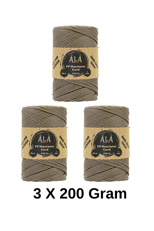 2 mm - 200 Gr Polyester (Pp) Macrame Cord 230 Mt Polyester Macrame Cord Supla Bag Thread (3 Pcs)