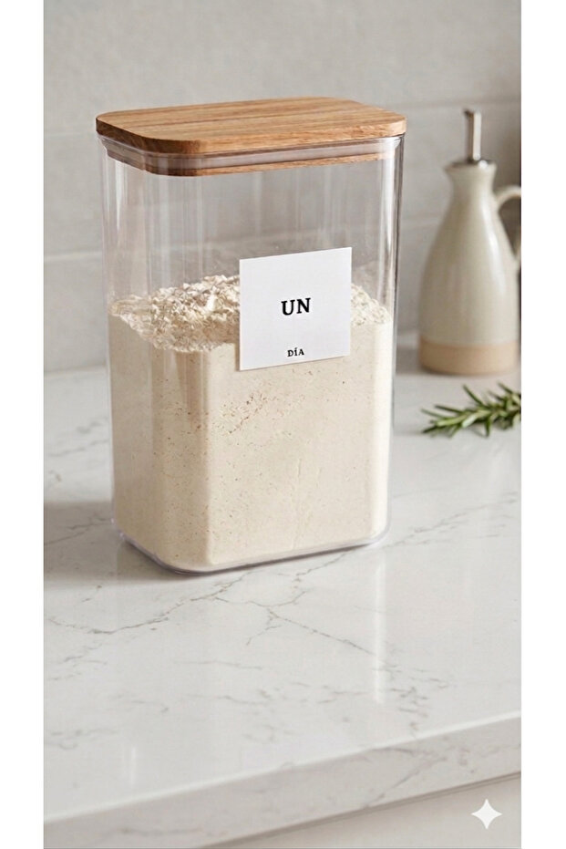 Decorative Flour Jar & Box with Wooden Lid