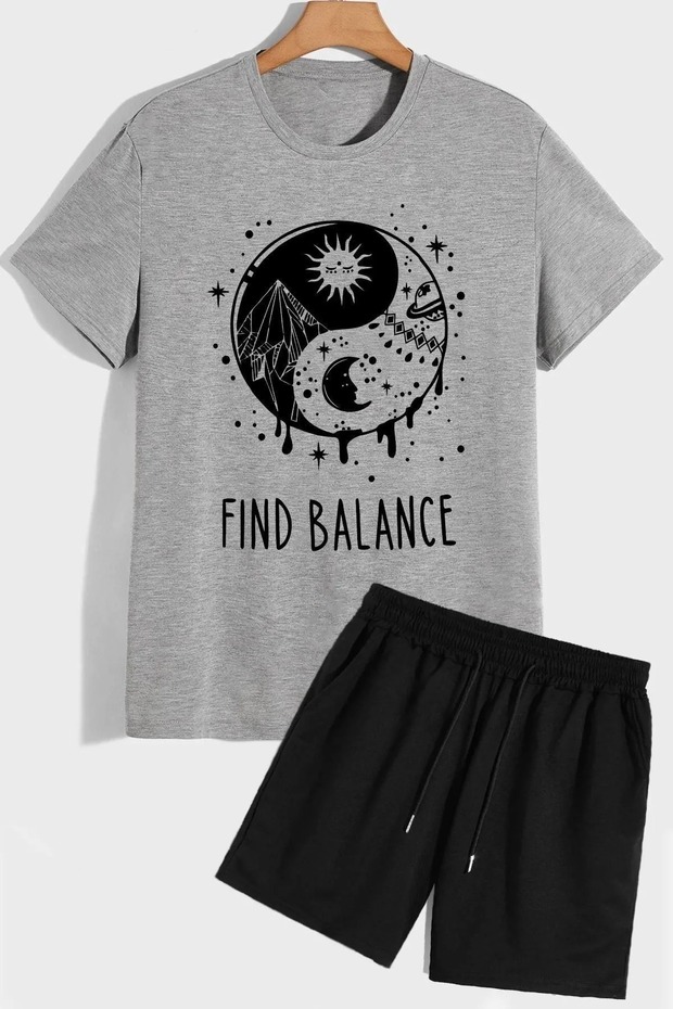 Printed Tracksuit Set - Shorts and T-Shirt Set