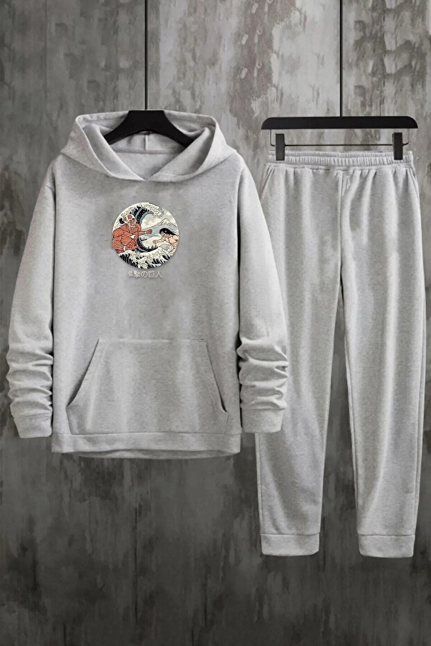 Printed Unisex Hooded Tracksuit Set