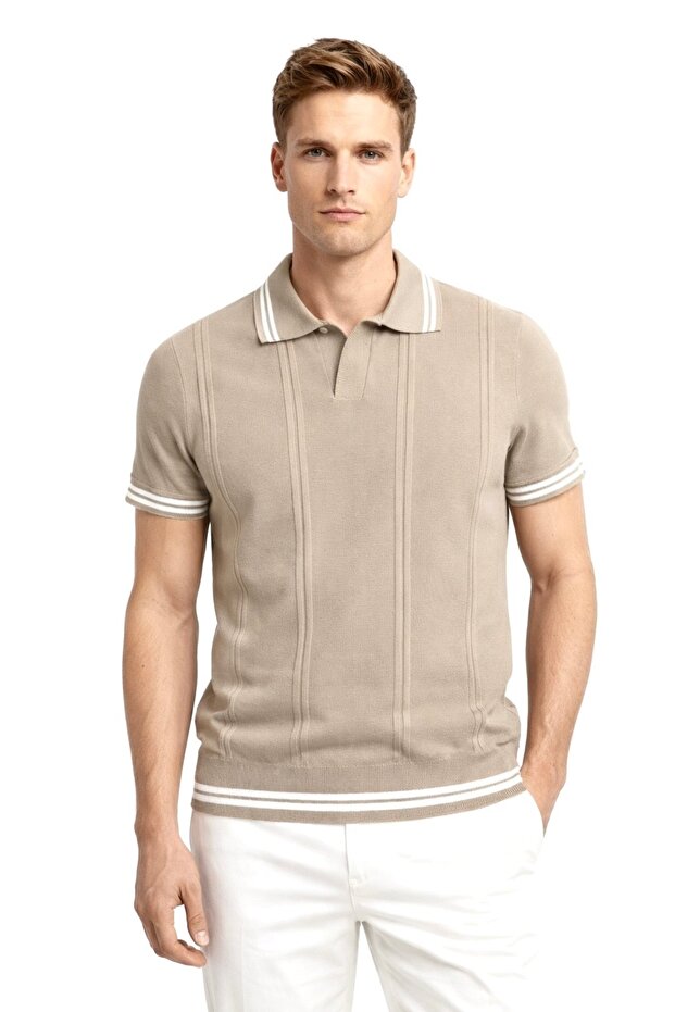 Men's Mink Regular Fit Polo Neck T-Shirt