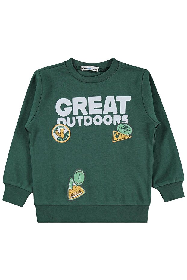 Boy's Great Printed Sweatshirt for Ages 2-5 - Green