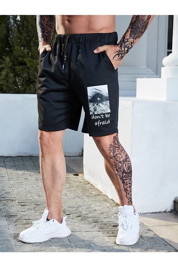 Black Men's Printed Shorts